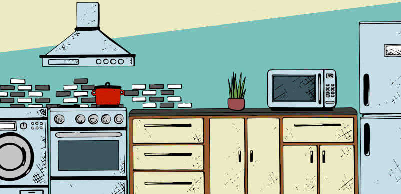  Gráfico de cocina con electrodomésticos de cocina 